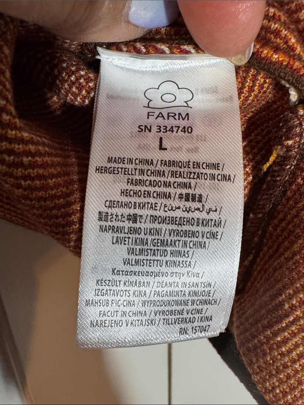 NWOT FARM Rio Cream/Burgundy/Mustard Floral Cropped Knit Sweater Crossover Hem - Picture 9 of 11